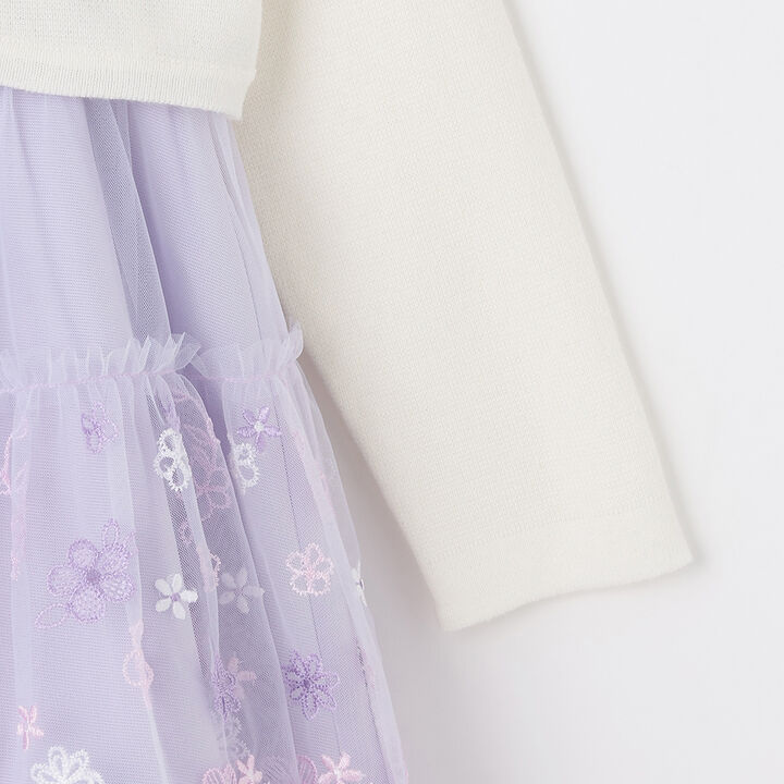 Floral Embroidery Dress & Knit Cardigan Set,Lavender, medium image number 13