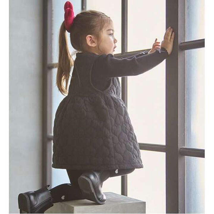 Heart Quilted Jumper Skirt,Charcoal gray, medium image number 17