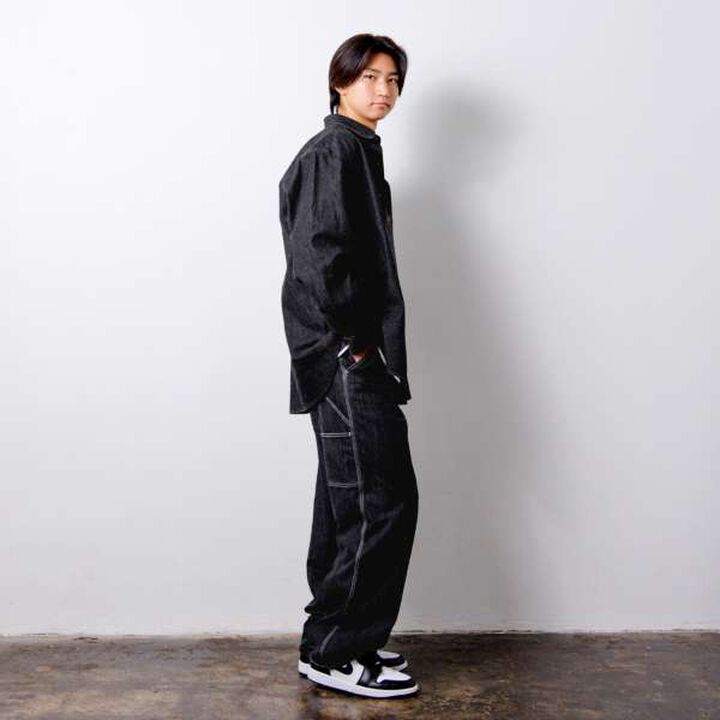 Denim Painter Pants with Colorful Stitching,Black, medium image number 9