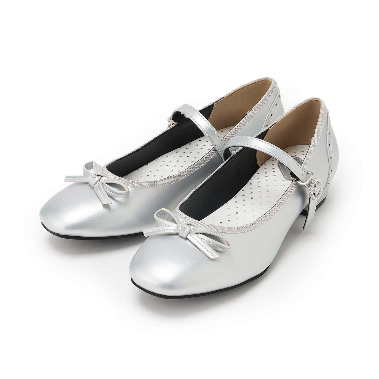 Jeweled Buckle Strap Shoes,Black, large image number 4