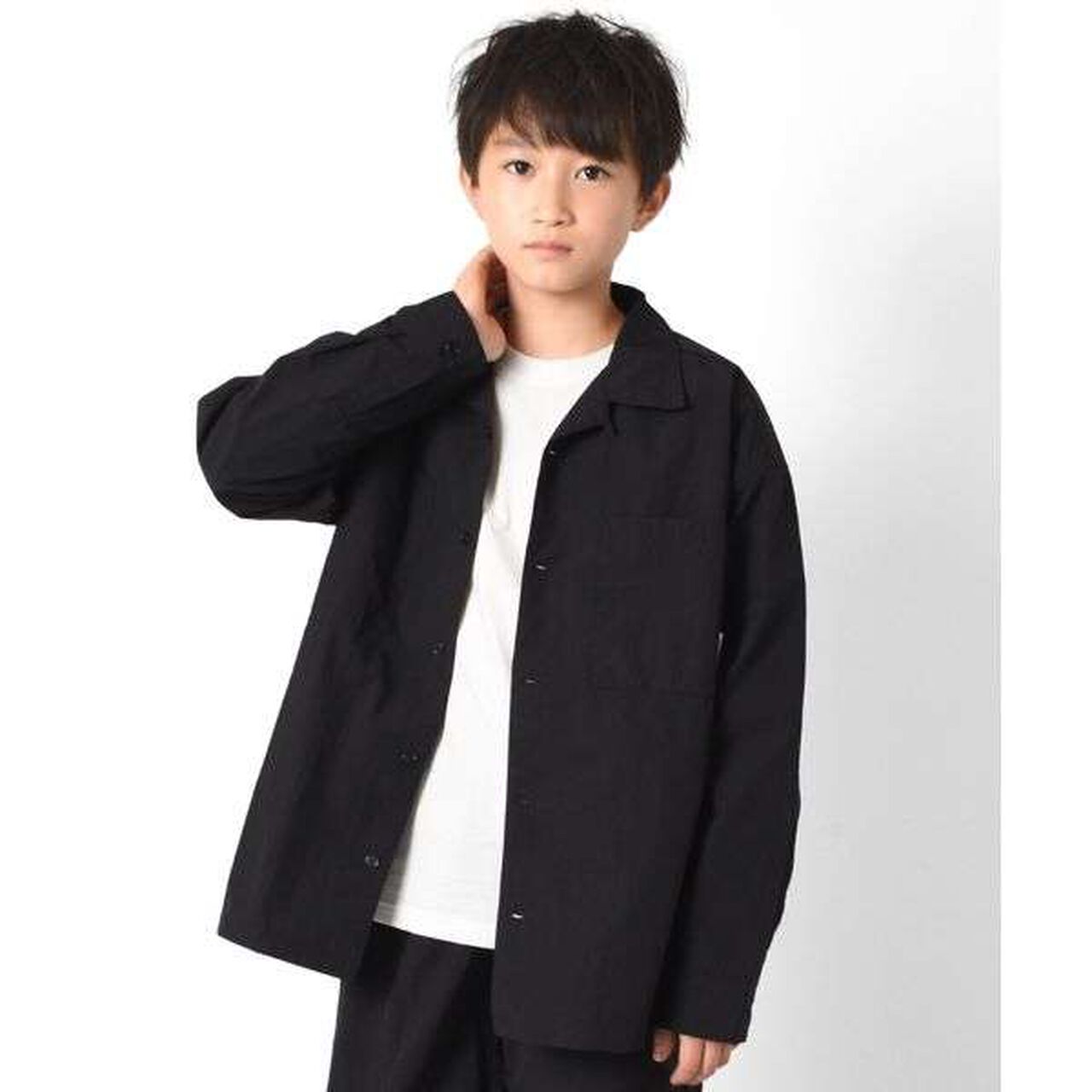 Lip Open Collar Long-Sleeve Shirt [Set Up Compatible],Gray, large image number 6