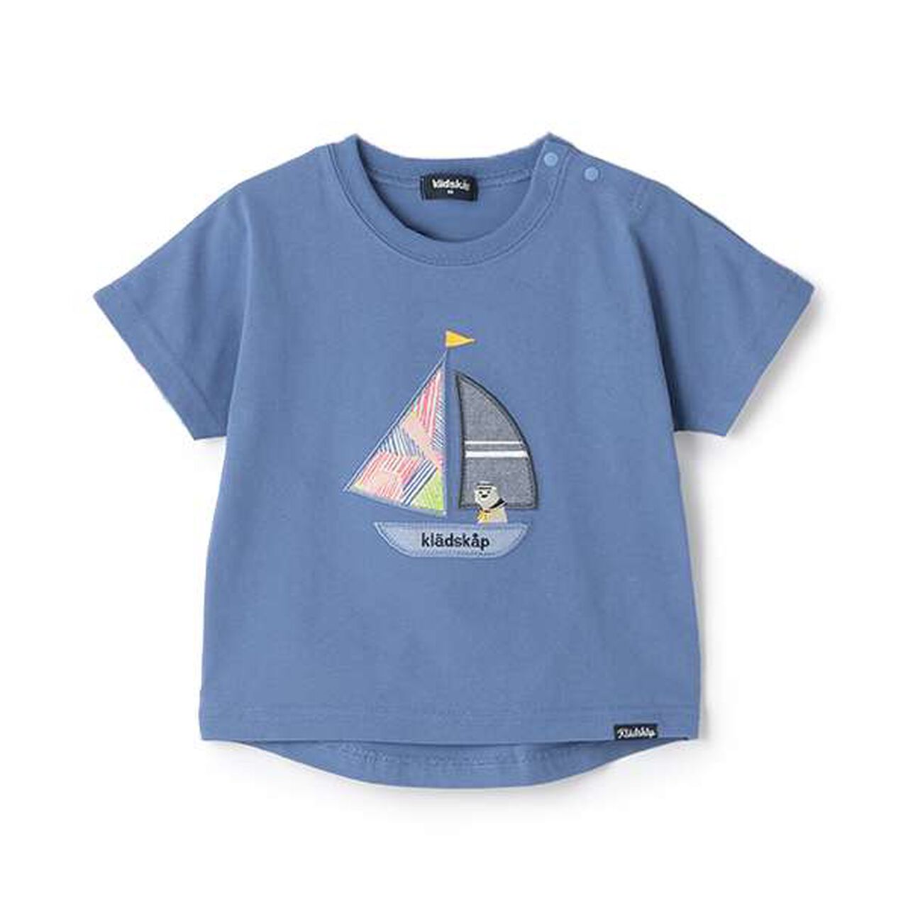 Yacht Appliqué Short Sleeve T-Shirt,Blue, large image number 0
