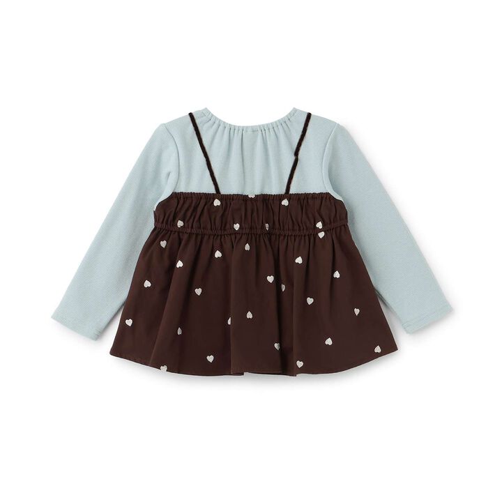 [Link] Heart Embroidered Peplum Long-Sleeve T-Shirt,Ivory, medium image number 4