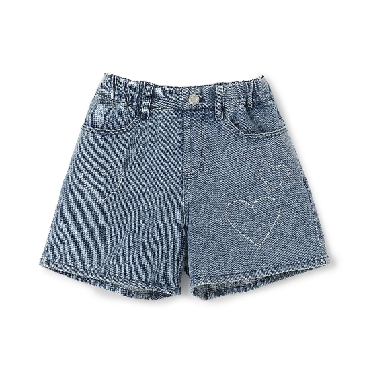 Rhinestone Denim Shorts,Black, large image number 7