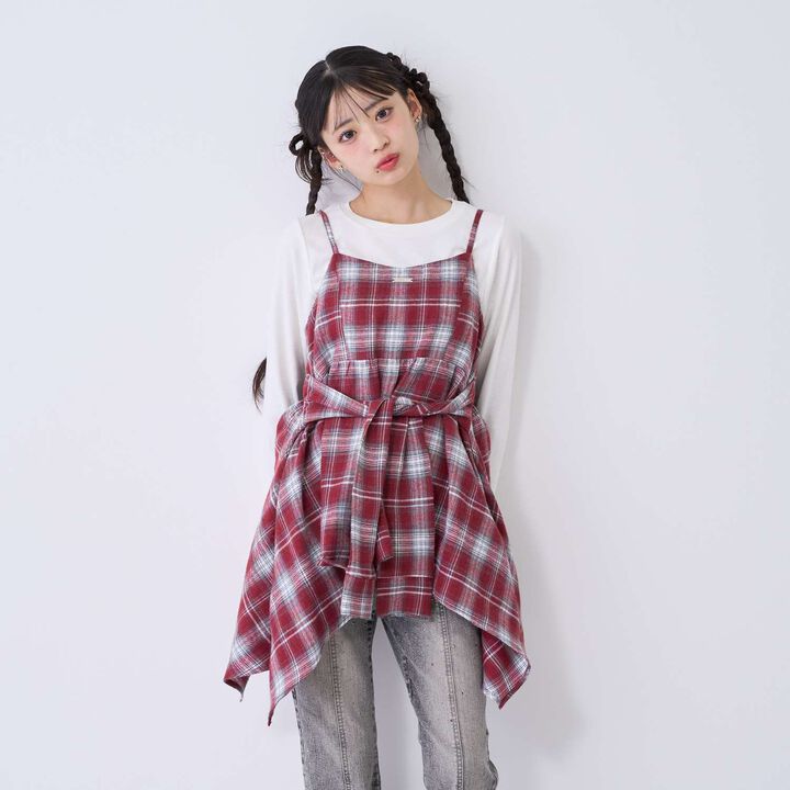 [LTXC] Quick-Dry Absorbent Checkered Camisole Tunic with Inner Lining,Ivory, medium image number 3