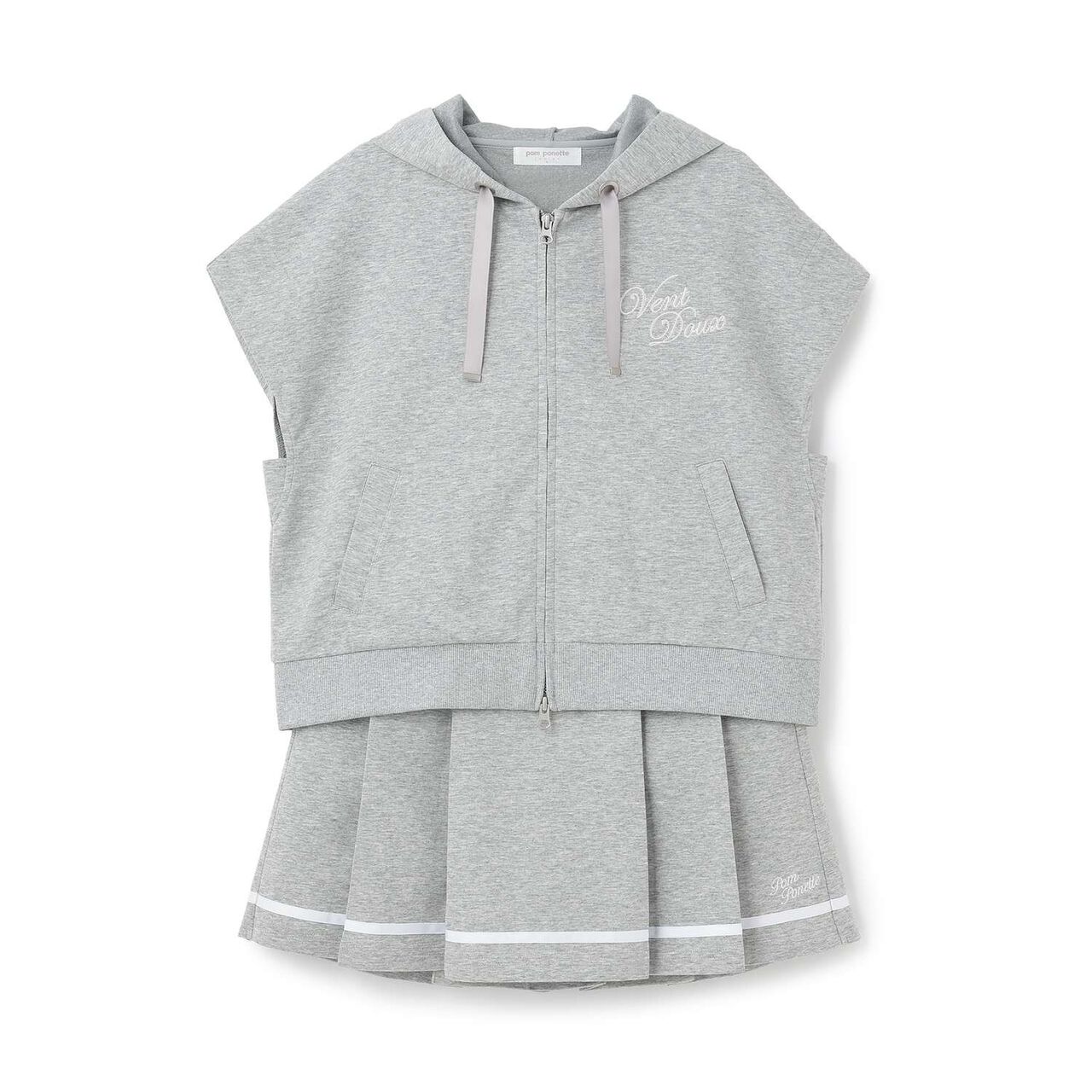 [Cool Touch] French Sleeve Parka Outfit Set,Top gray, large image number 6