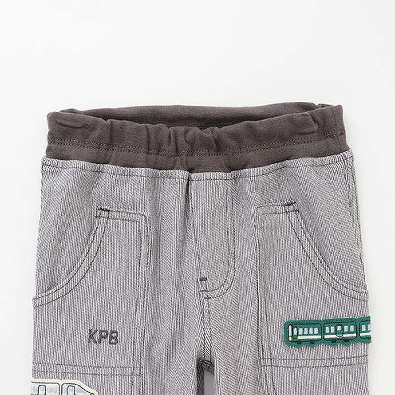 Stripe Jacquard Train Patch 7/8 Pants,Gray, large image number 2