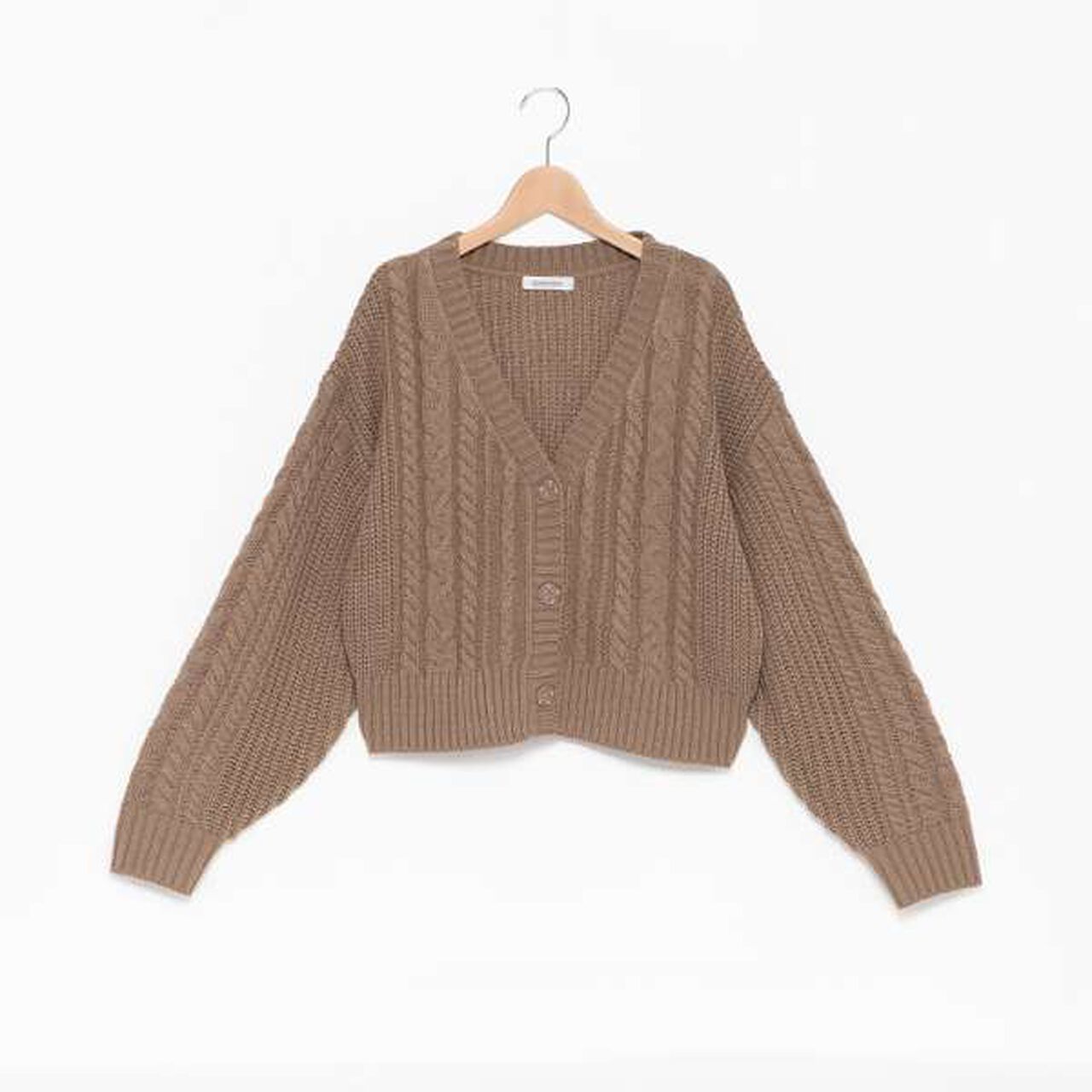 Washable Cable Knit Cardigan,Ivory, large image number 4