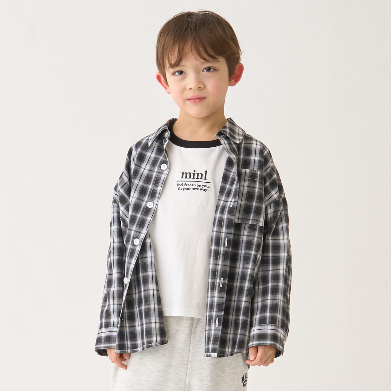 [Inner Wear Set] Long-Sleeve Checkered Shirt,Black, large image number 0