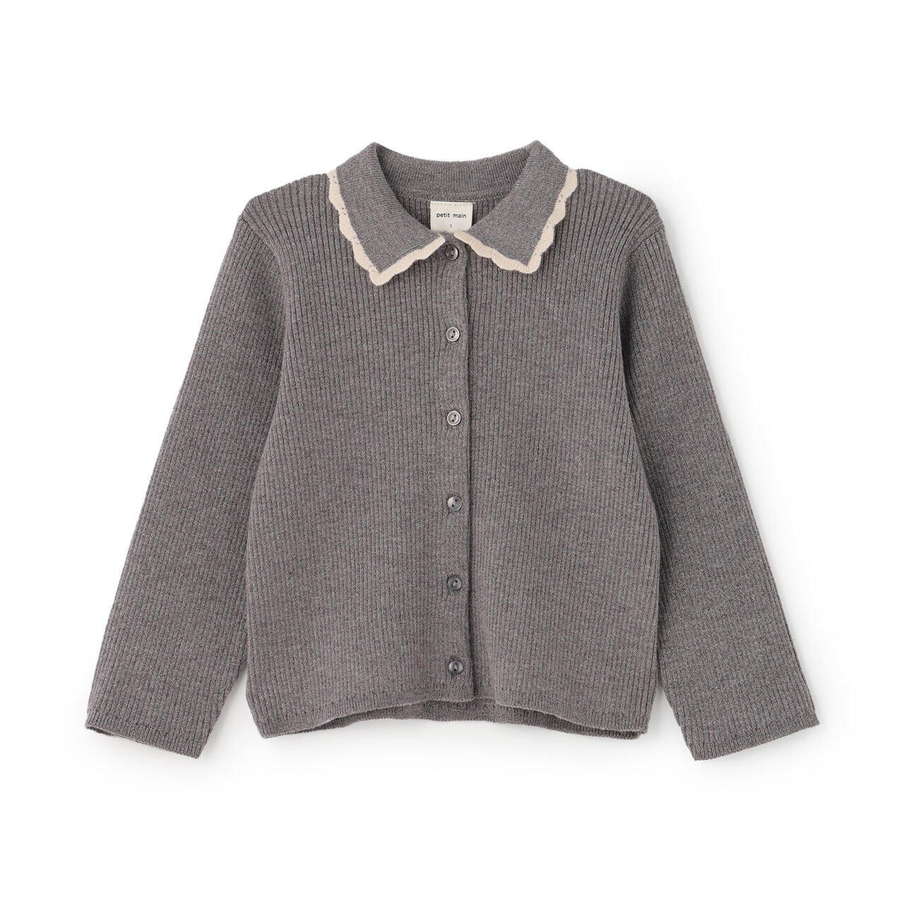 Link Collar Knit Cardigan,Top gray, large image number 6