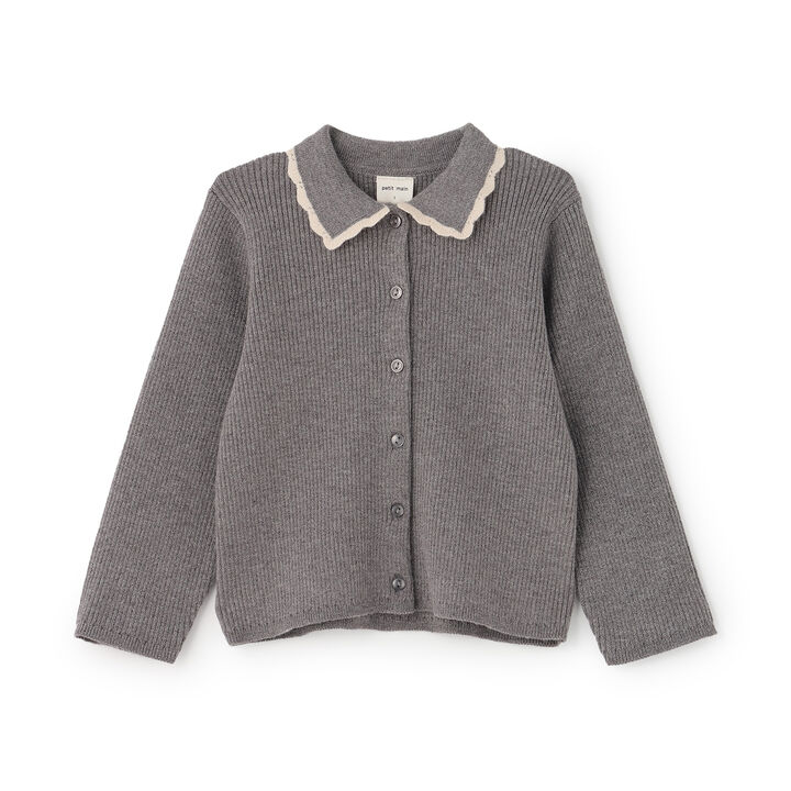Link Collar Knit Cardigan,Top gray, medium image number 6