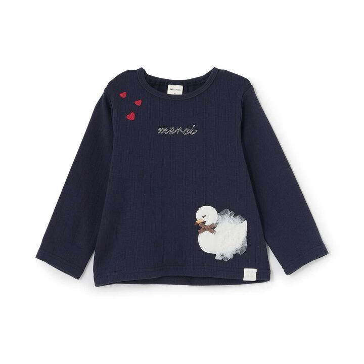 Heart & Animal Motif Long-Sleeve T-Shirt,Off white, medium image number 4