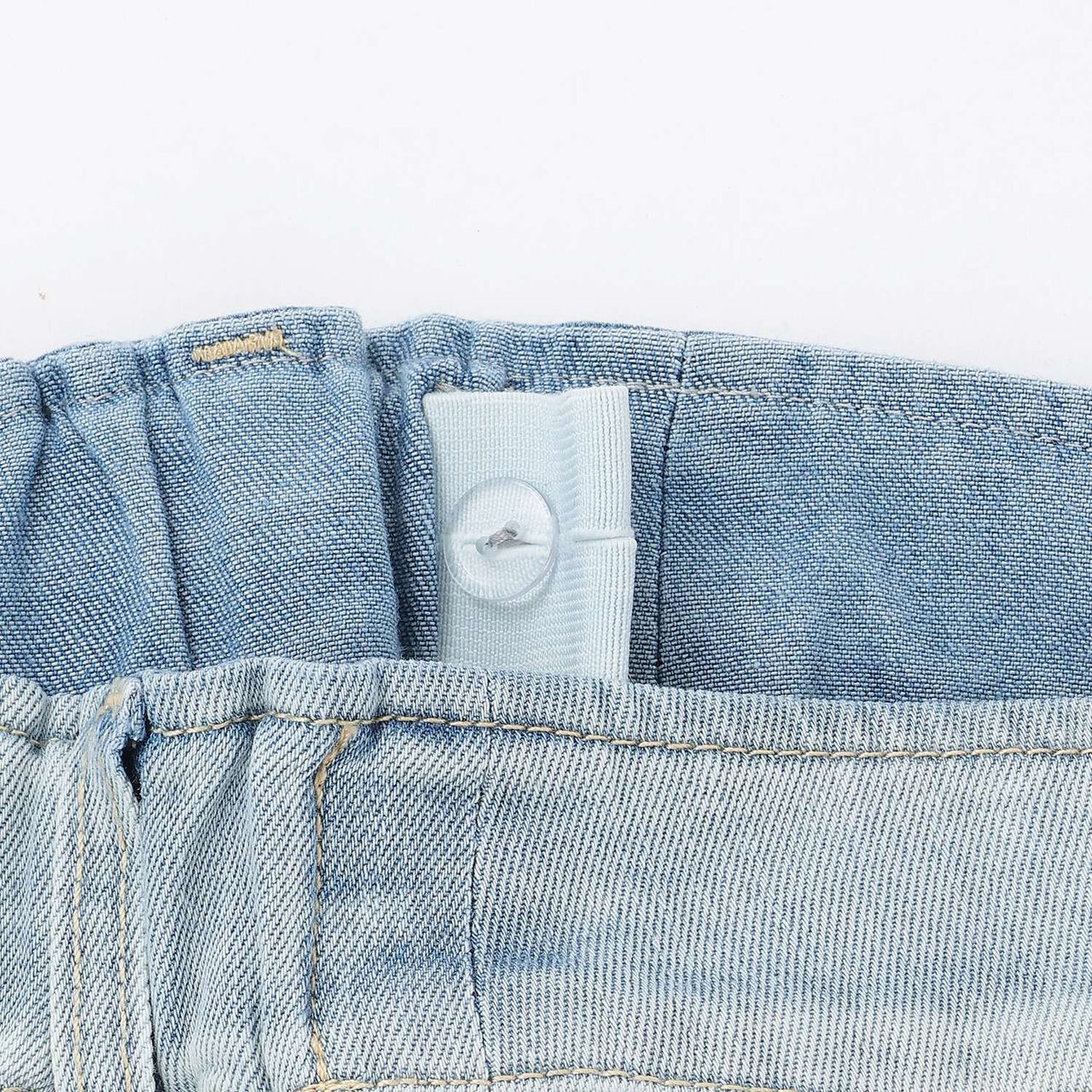 [Cool Touch] Sparkling Flare Denim Pants with Side Slits,Blue, large image number 5