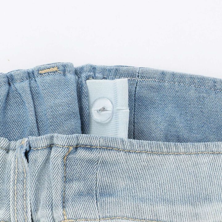 [Cool Touch] Sparkling Flare Denim Pants with Side Slits,Blue, medium image number 5