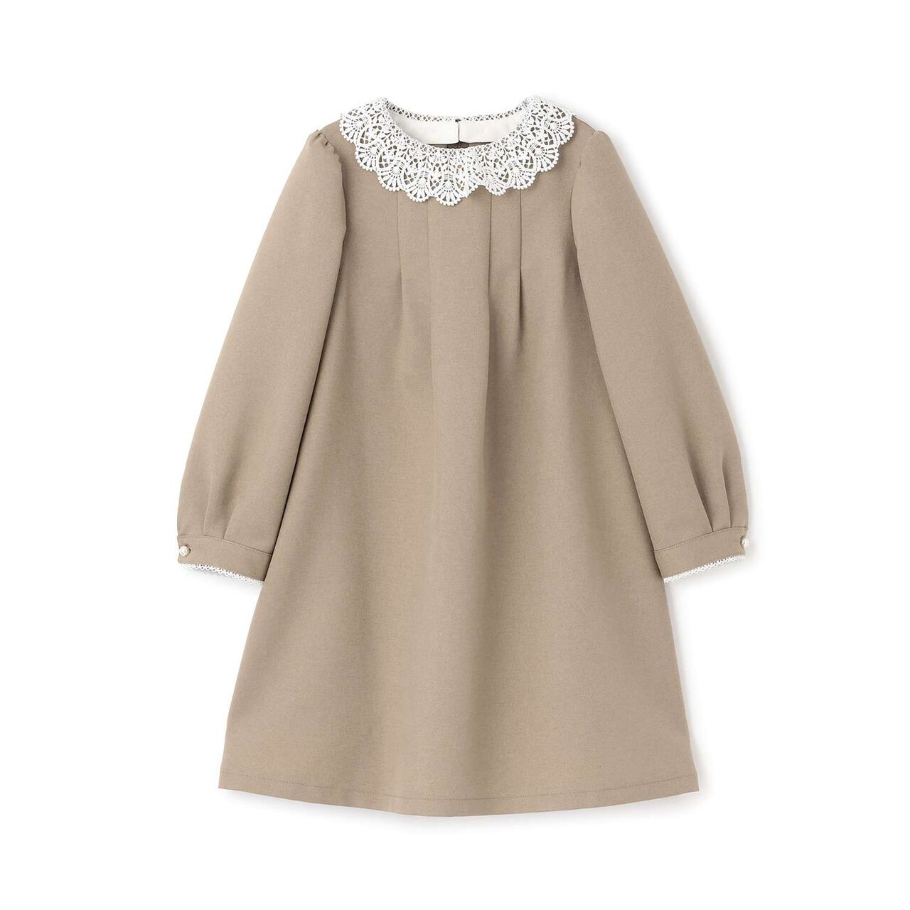 Semi-Formal Lace Collar One-Piece Dress,Beige, large image number 10