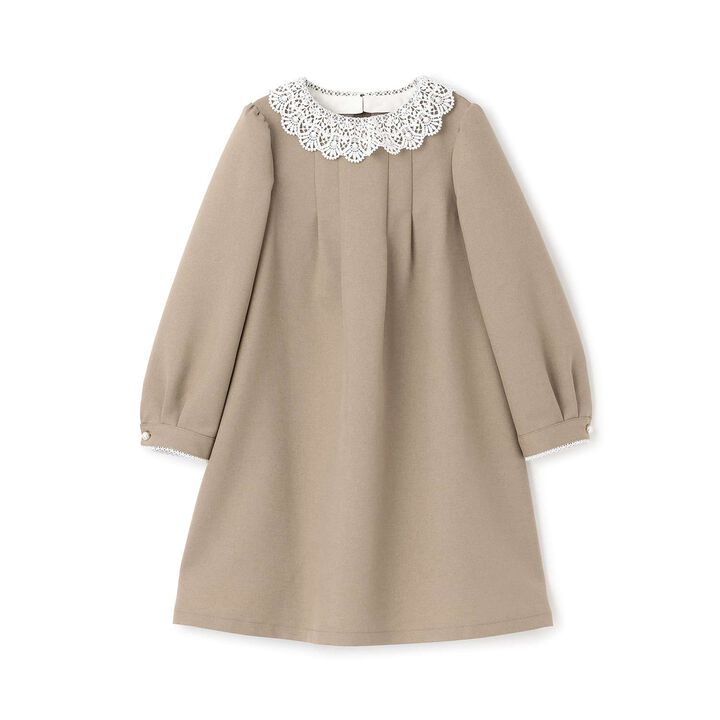 Semi-Formal Lace Collar One-Piece Dress,Beige, medium image number 10