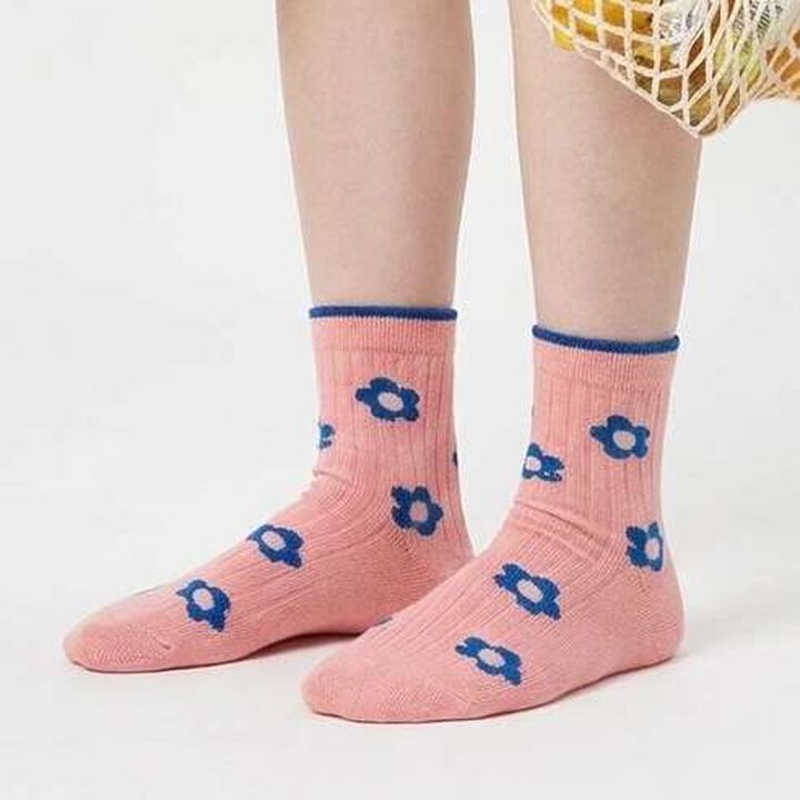Flower All-Over Pattern Crew Socks [Kids Girls],, medium