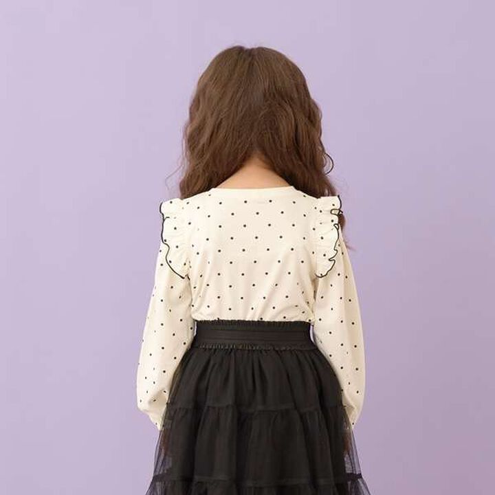 Non-Deforming Frill Sleeve Patterned T-Shirt,Navy, medium image number 13