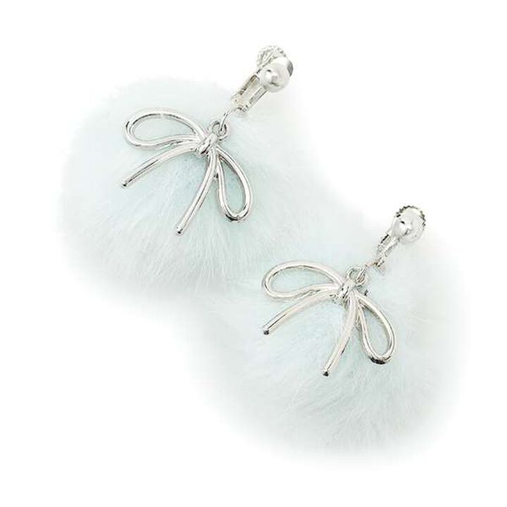 Pom-Pom Earrings,Off white, medium image number 6