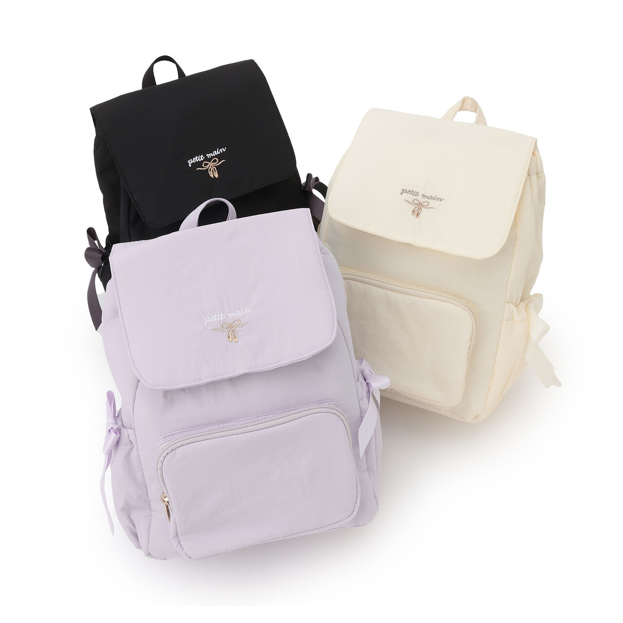 Padded Ribbon Backpack,Black, large image number 8
