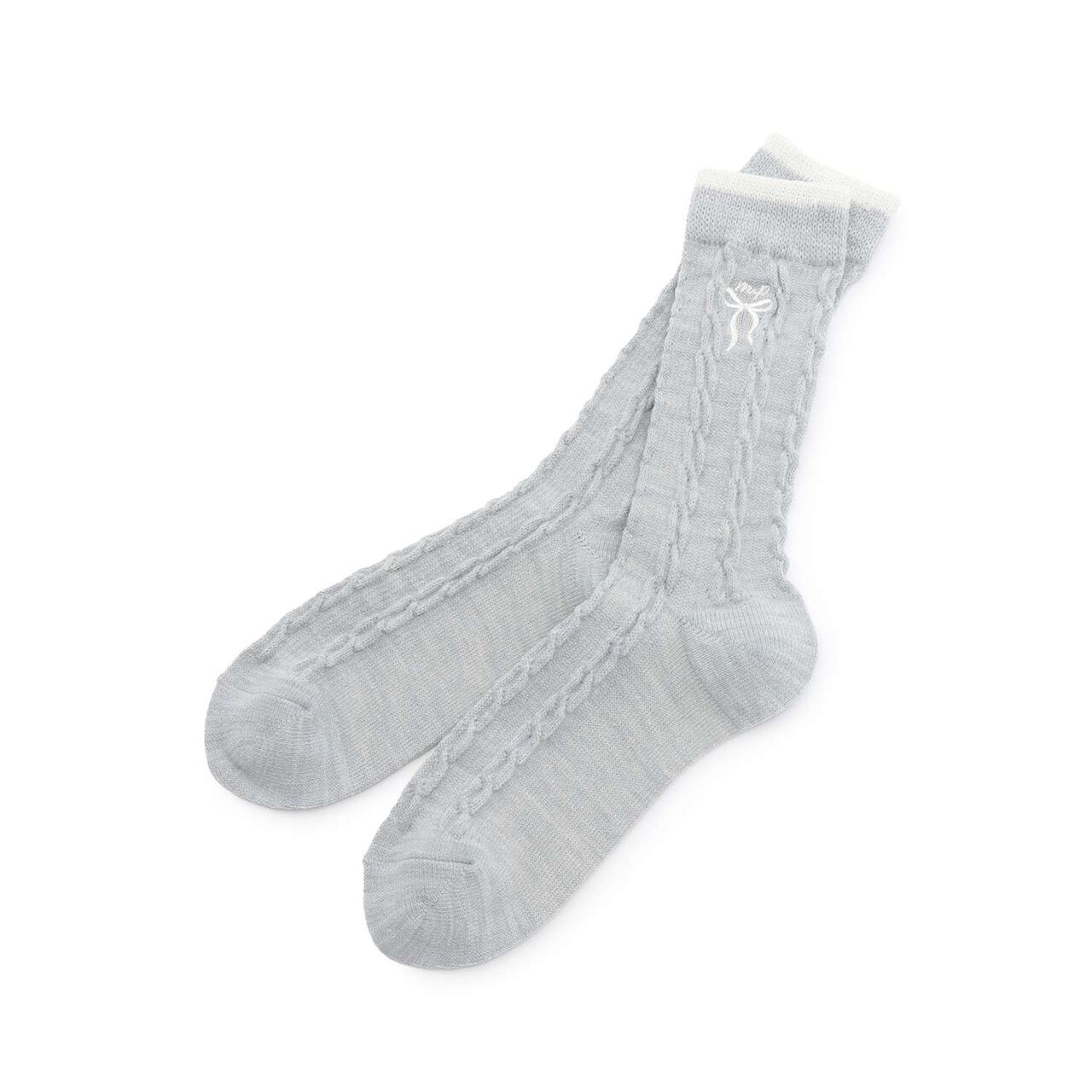 Cable Lame Socks,Silver, large image number 0