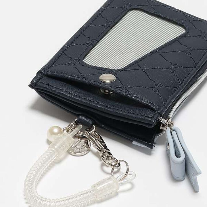 All-Over Pattern Ribbon Embossed Card Holder,Navy, medium image number 5