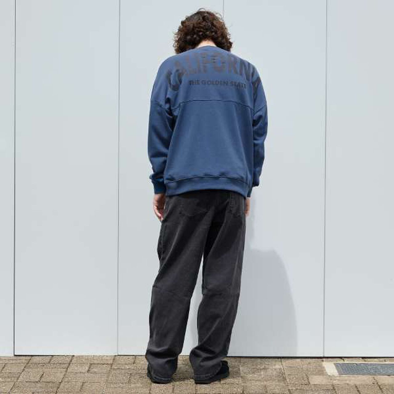 Pilling Resistant Durable Material Back Wide Logo Print Big Sweatshirt,Blue, large image number 1