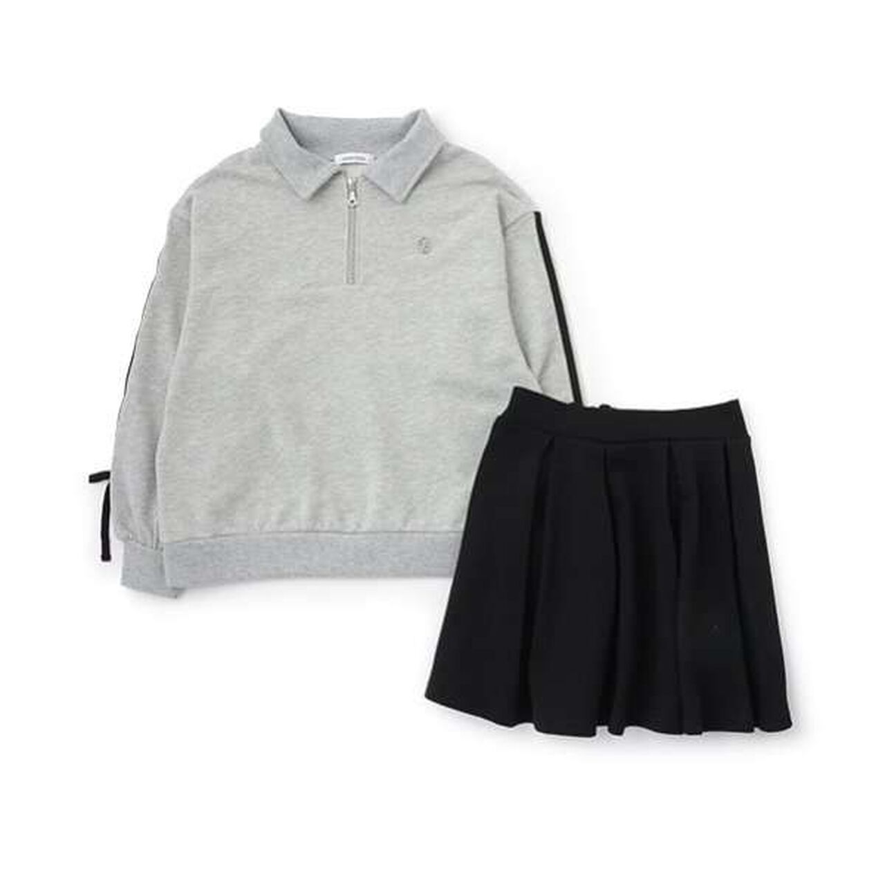Half-Zip Pleated Set,Top gray, large image number 8