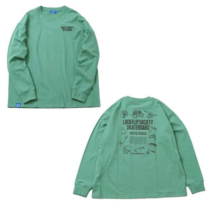 Skateboard Tool Print Big Long-Sleeve T-Shirt,Black, medium image number 7