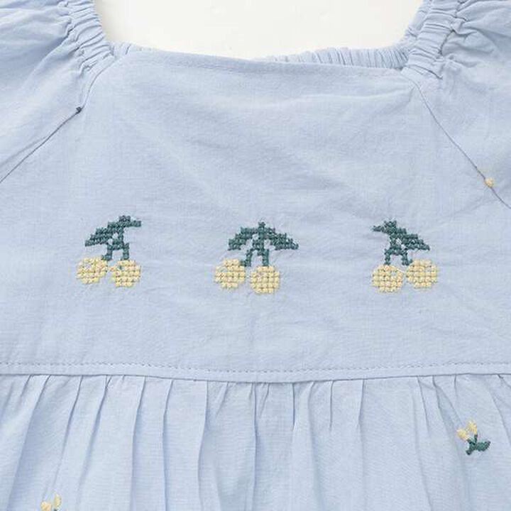 Cherry Embroidery Puff Blouse,Ivory, medium image number 7