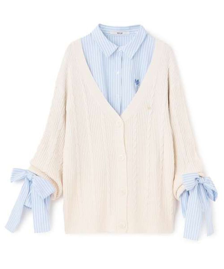 Shirt & Knit Cardigan Set,Ivory, medium image number 4