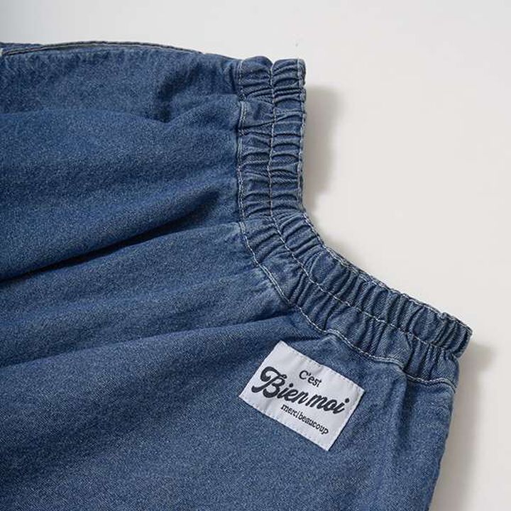 Soft Denim Heart Embroidery Flare Skirt,Blue, medium image number 14