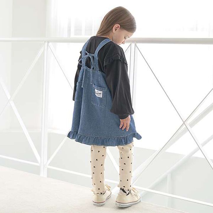 Soft Denim Heart Embroidery Jumper Skirt,Blue, medium image number 6