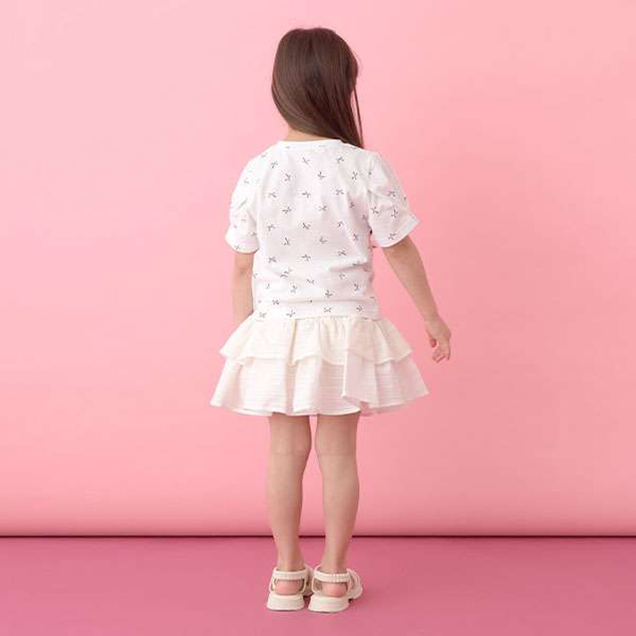 [Soft Cotton] Assorted All-Over Pattern T-Shirt with Tuck Sleeves,Moderate blue, large image number 11