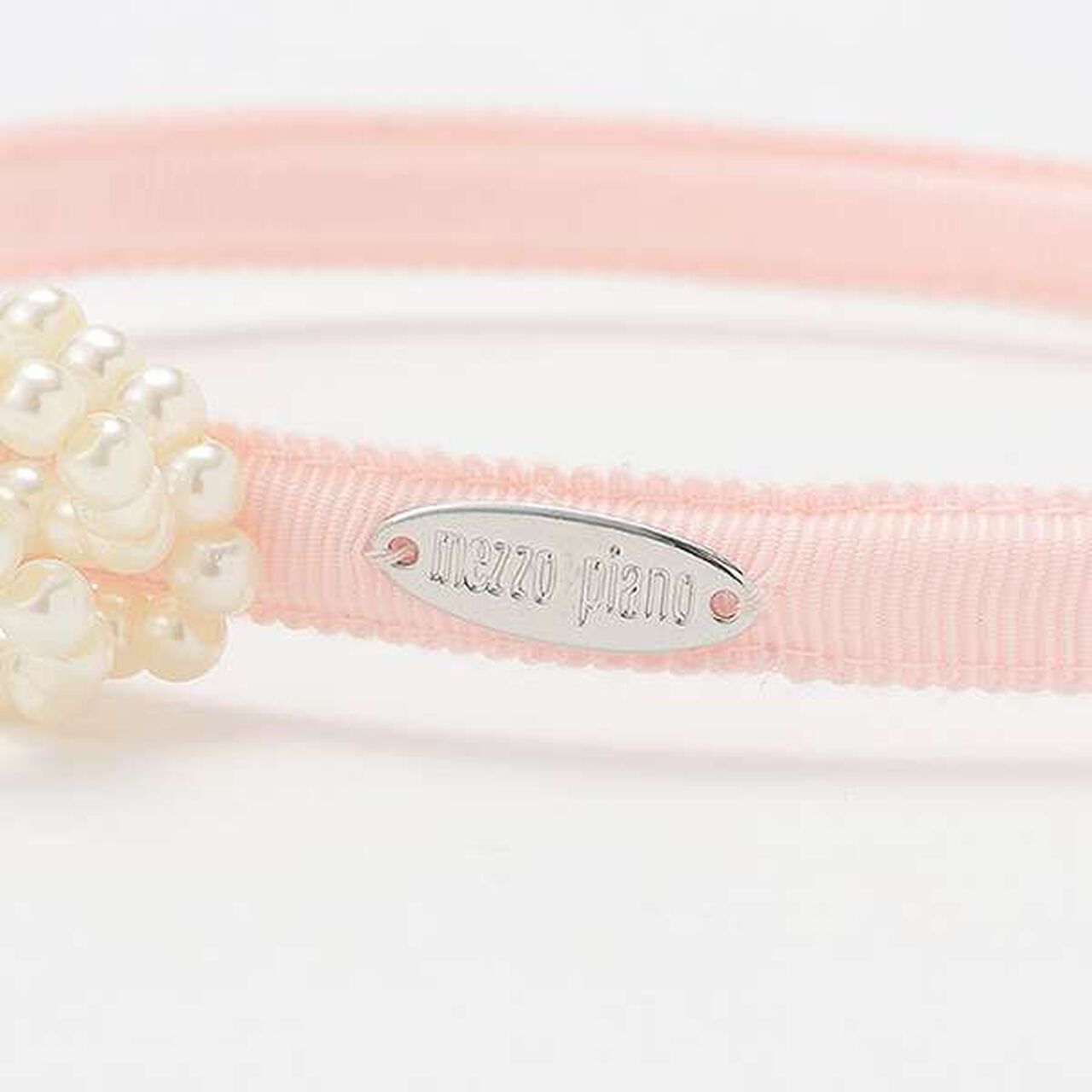 Charm-Embellished Pearl Ribbon Headband,Black, large image number 2