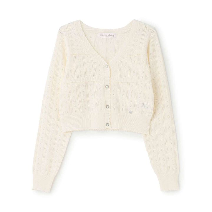 Lace Pattern Rhinestone Button Cardigan♪,Black, medium image number 8