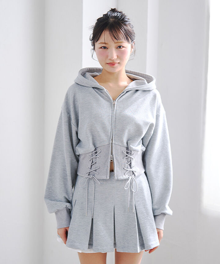 Lace-Up Sweatshirt Hoodie,, medium