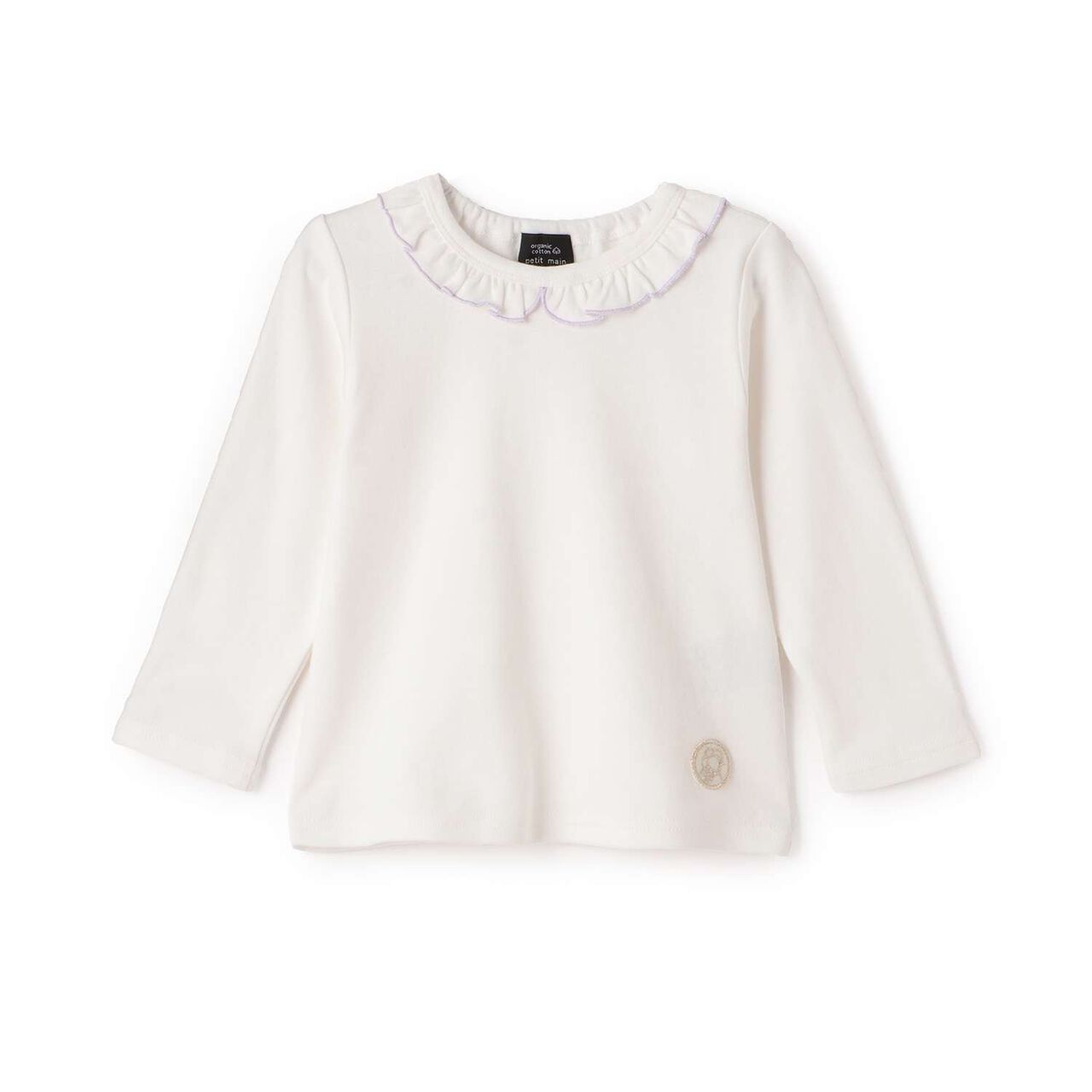 Organic Frilled Collar Long-Sleeve T-Shirt,Blue green, large image number 6