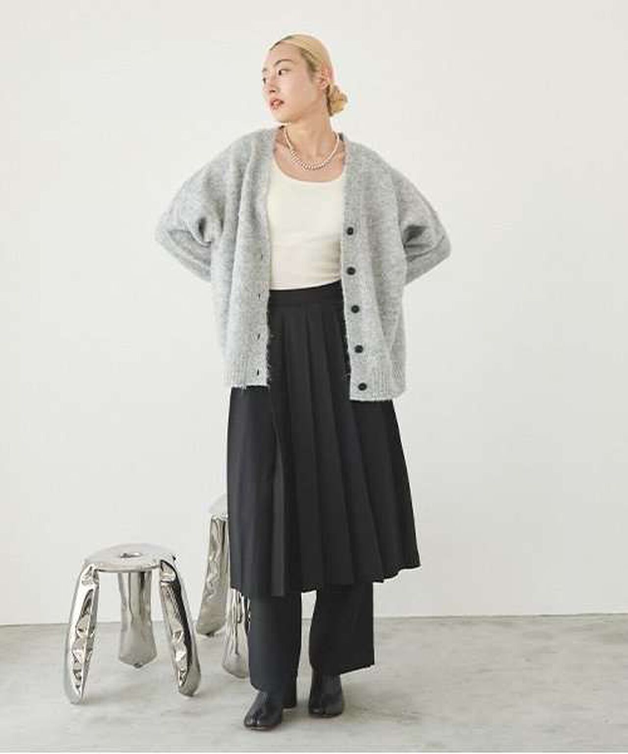 Knit Cardigan,Beige, large image number 14