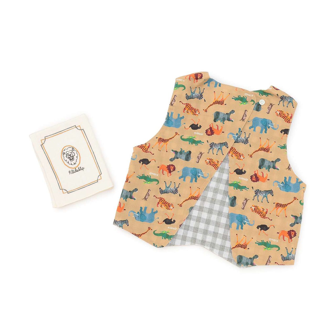 Vest-Style Bib & Towel Set [Box Included],Beige, large image number 1