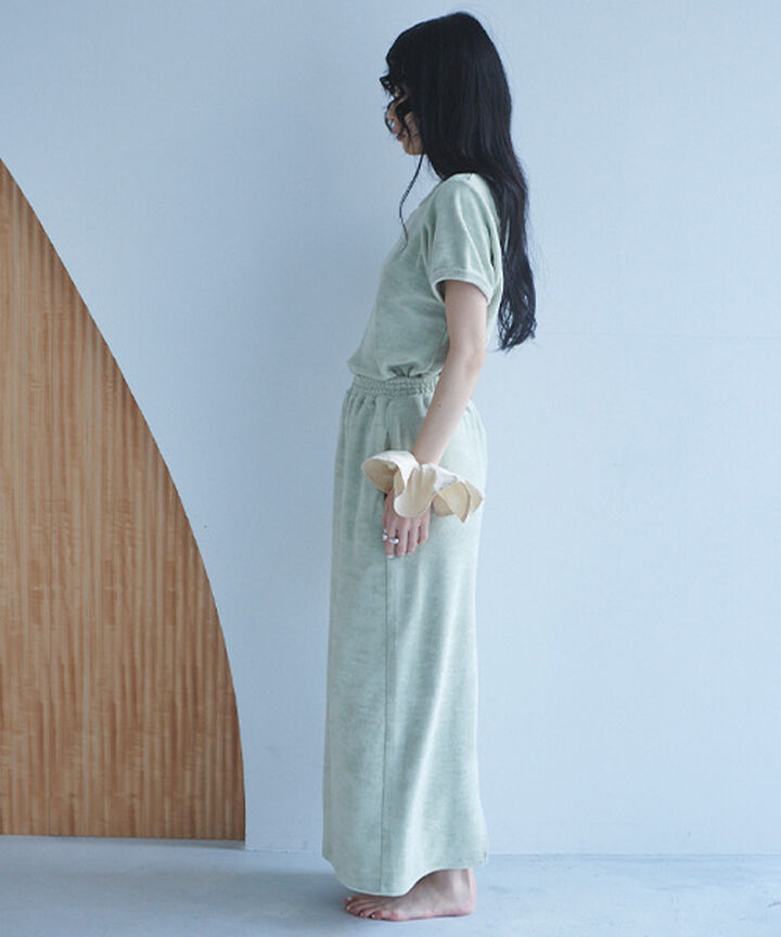 Pile Long Skirt,Light green, medium image number 13