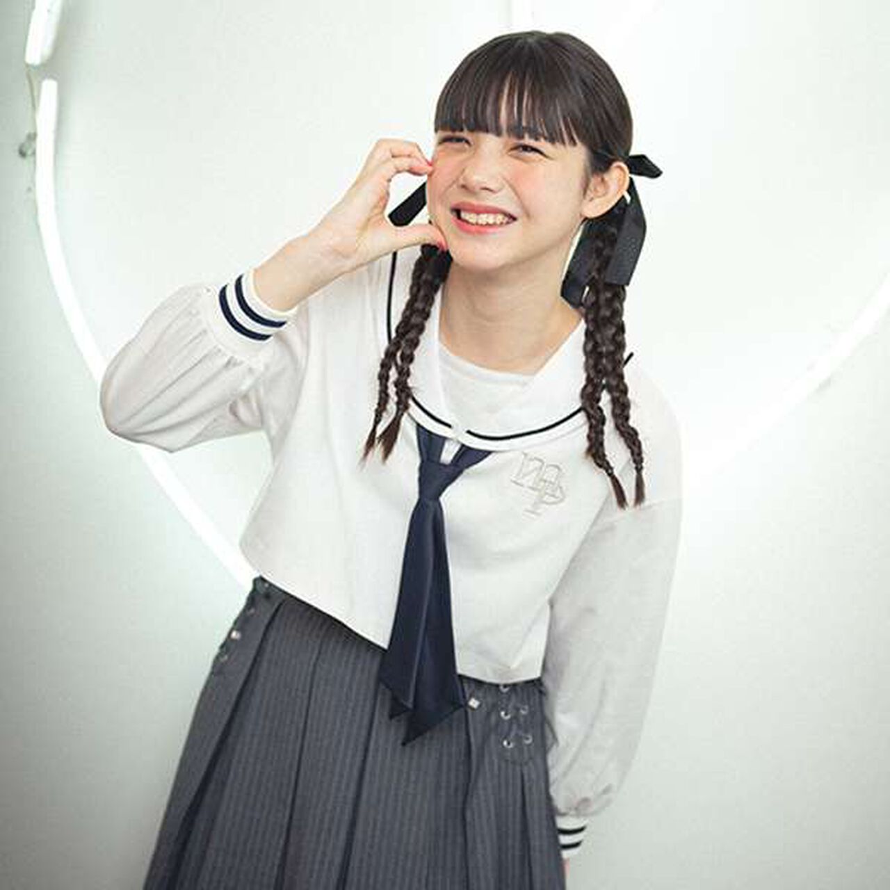 Short-Length Sailor Long-Sleeve Shirt & Tank Top Set,Sax blue, large image number 20