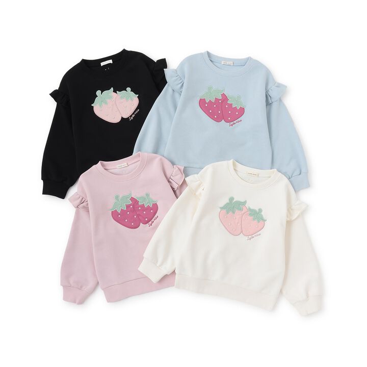 Quick-Dry Fleece Strawberry Appliqu&eacute; Sweatshirt,Black, medium image number 15