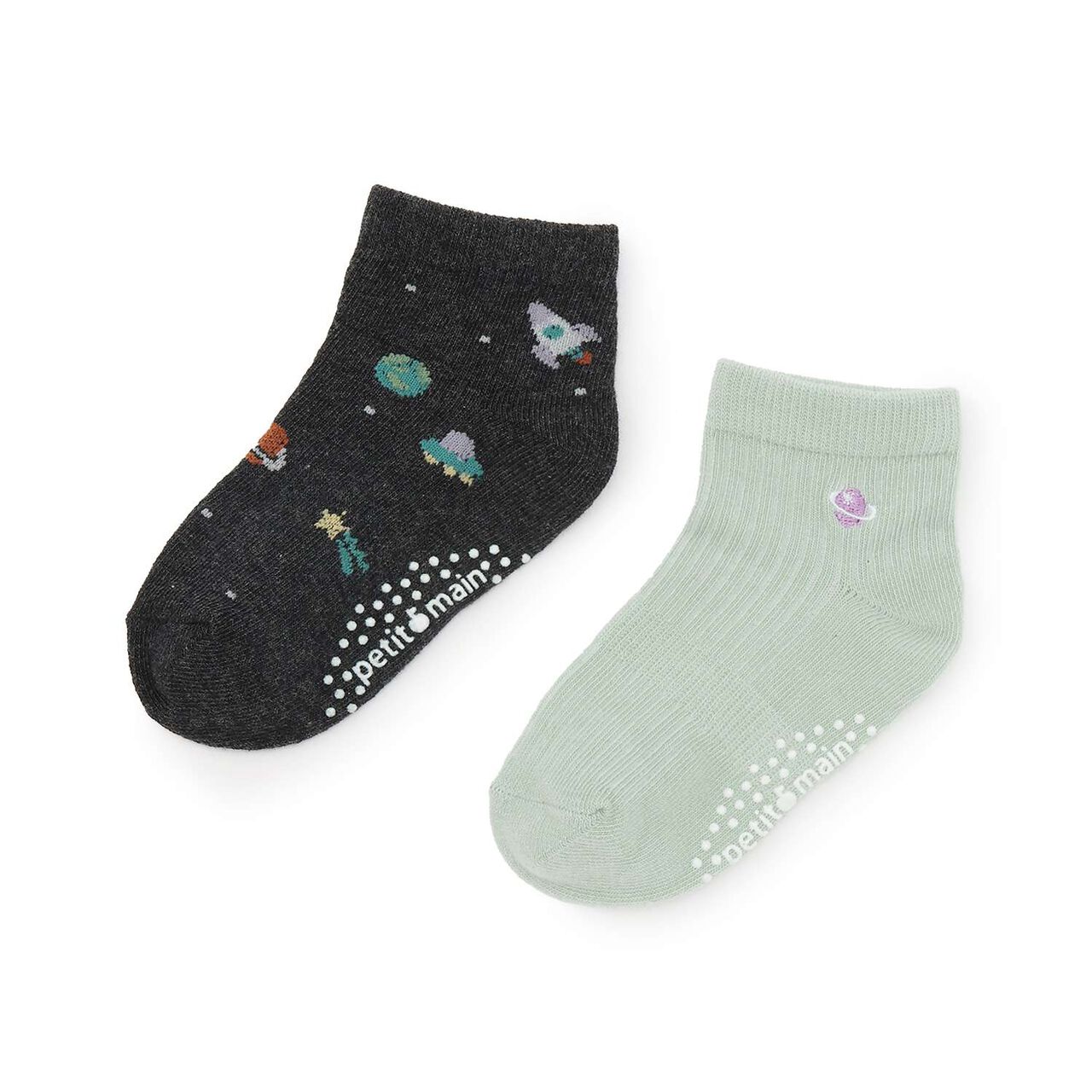 Space Pattern Short Socks 2P,Mint, large image number 0