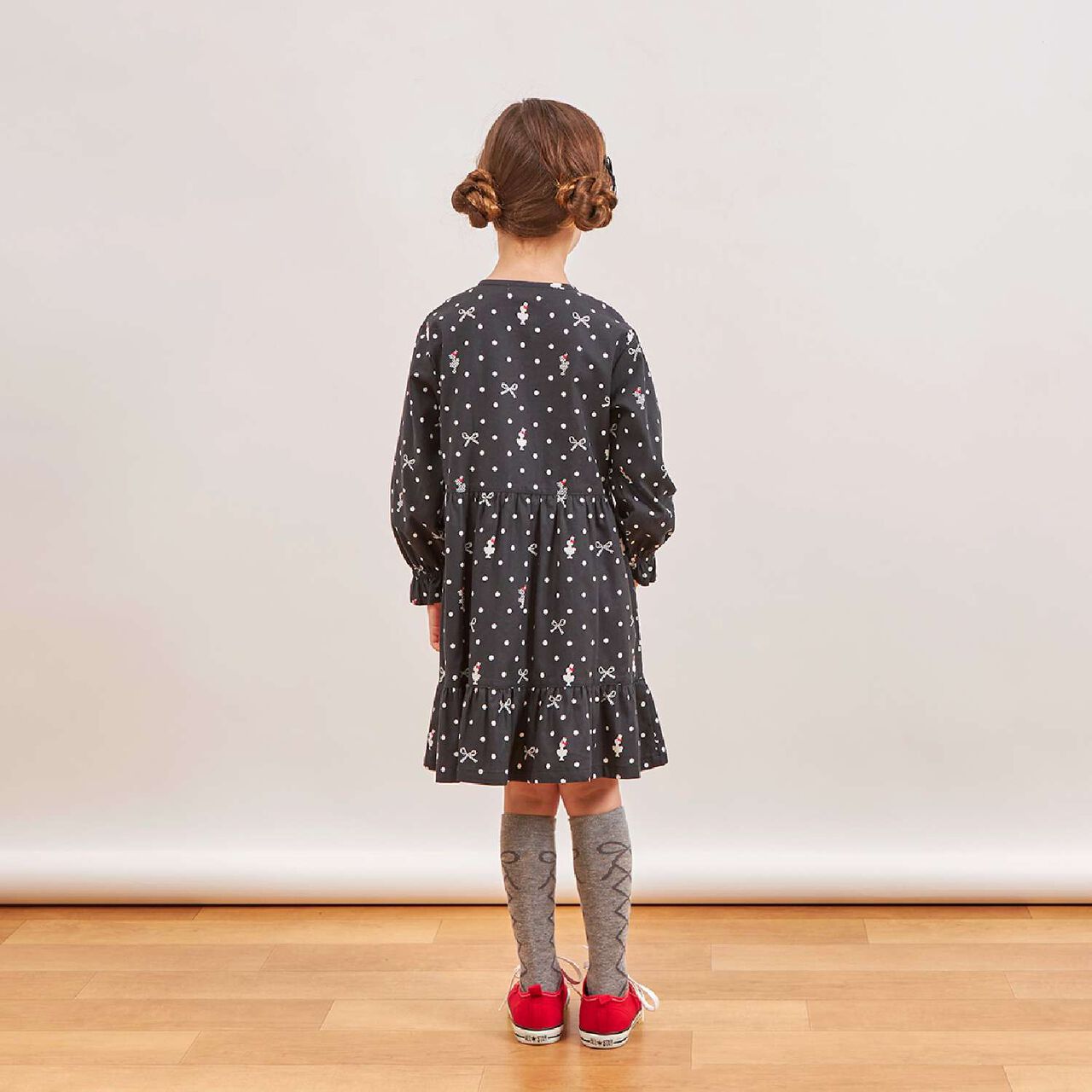 Dot Ribbon Pattern Viera One-Piece Dress [with Tippet],Ivory, large image number 18