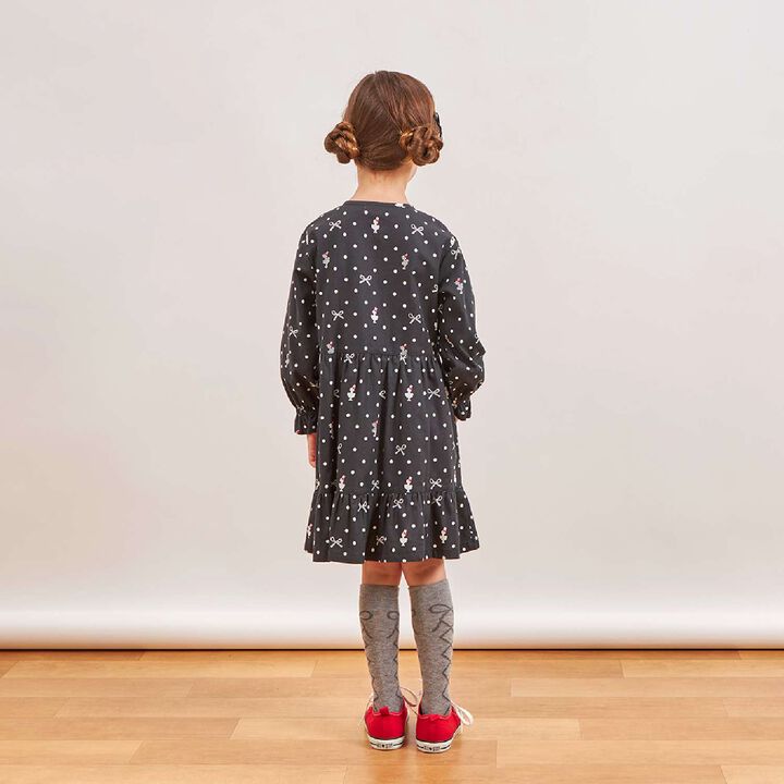 Dot Ribbon Pattern Viera One-Piece Dress [with Tippet],Ivory, medium image number 18