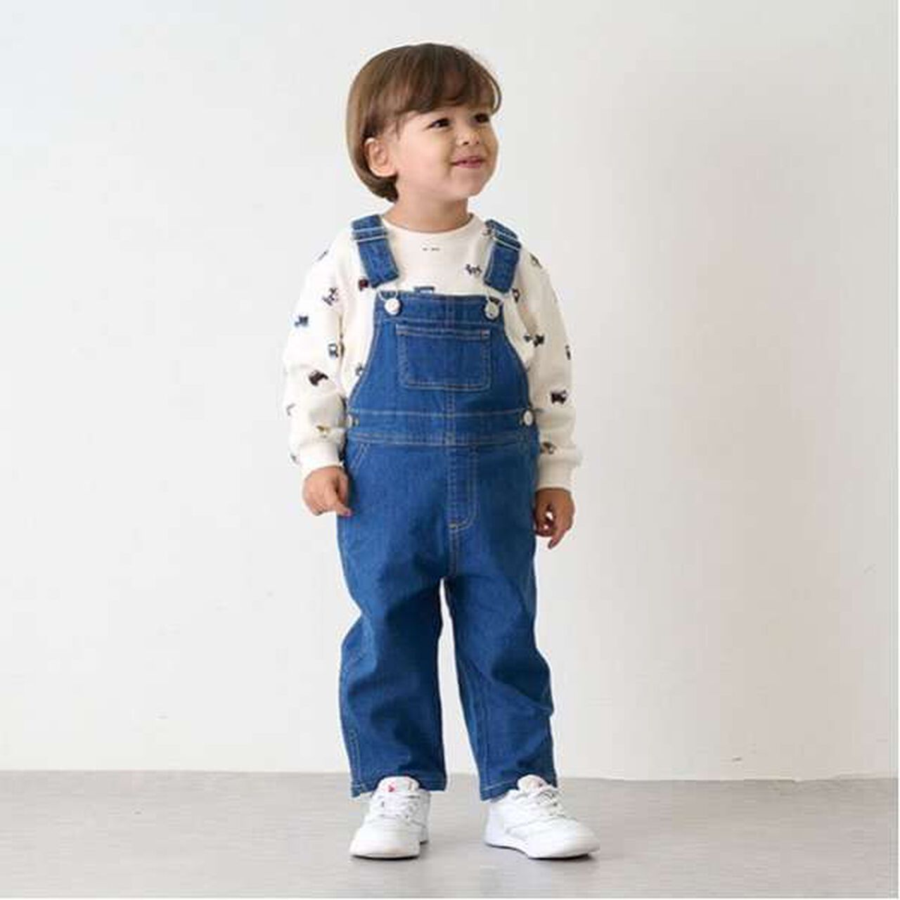 Stretch Denim Overalls,Navy, large image number 0
