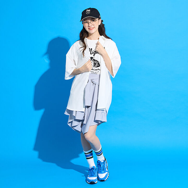 [AMI] Waist Wrap Shirt Style Skirt with Shorts,Light gray, medium image number 7