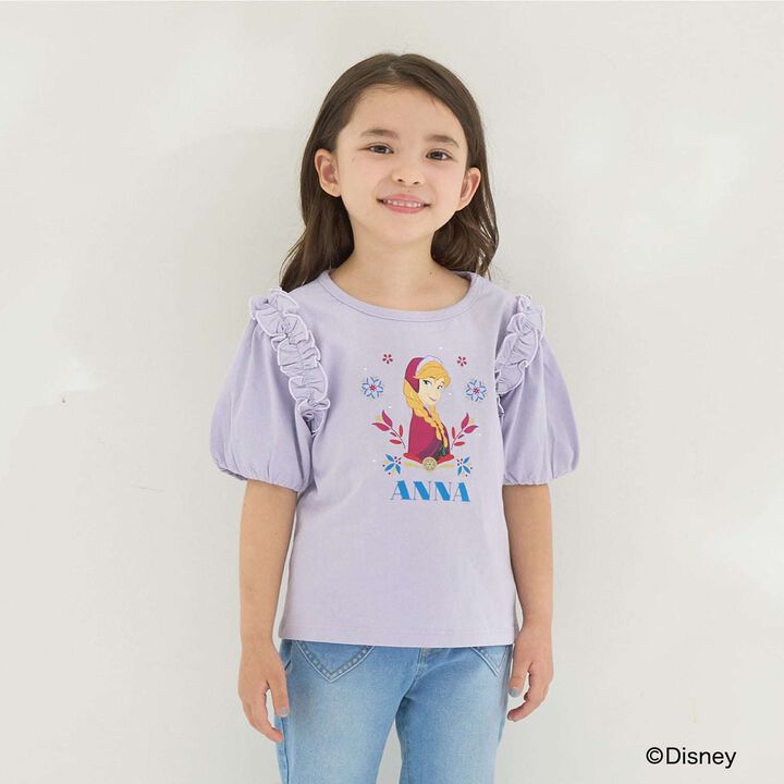 [Disney Frozen] 100% Cotton Sherbet Jersey Puff Sleeve T-Shirt [Kids Girls] UV Cool Touch Shape-Retaining,, medium