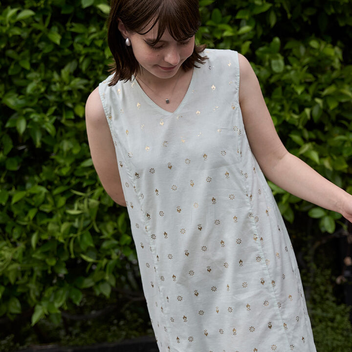 [Link] Foil Print One-Piece Dress,Light pink, medium image number 5